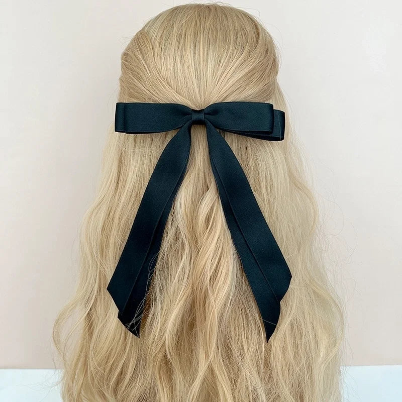 Korean Style Double-layer Bow Ribbon Hairclip Women's Ballet Girl Side Clip Back Head Top Simple Hair Accessories
