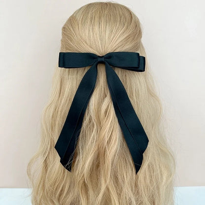Korean Style Double-layer Bow Ribbon Hairclip Women's Ballet Girl Side Clip Back Head Top Simple Hair Accessories