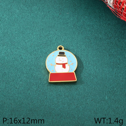 Diy Christmas Elements Oil Drop Stainless Steel Accessories Pendant Christmas Tree Santa Claus Snowman Reindeer