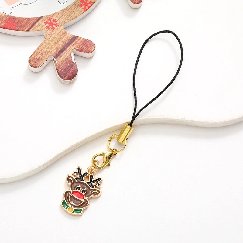 Cute Christmas Tree Snowman Snowflake Alloy Plating Christmas Bag Pendant Mobile Phone Chain