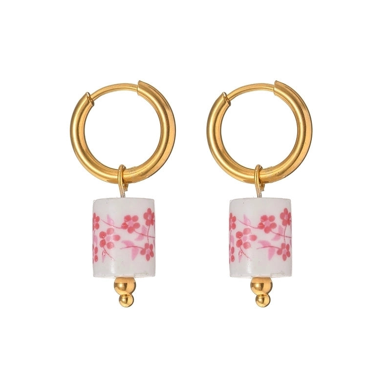 1 Pair Chinoiserie Vintage Style Flower 304 Stainless Steel 18K Gold Plated Drop Earrings