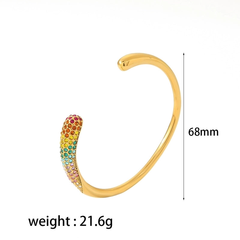 Casual Minimalist Streetwear Geometric 304 Stainless Steel Zircon Bangle In Bulk