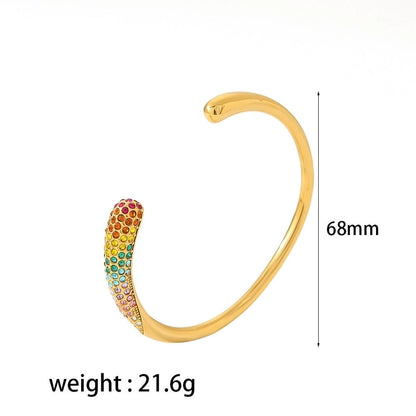 Casual Minimalist Streetwear Geometric 304 Stainless Steel Zircon Bangle In Bulk