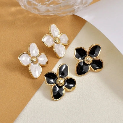 1 Pair Casual Pastoral Minimalist Flower 304 Stainless Steel Ear Studs