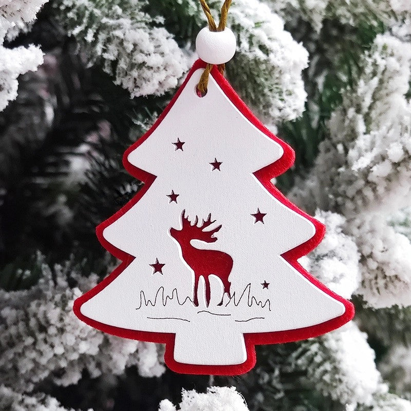 Cross-border Christmas Decorations Christmas Tree Pendant Snowflake Hanging Ball Pine Cone Gift Bag Christmas Old Man Small Drum Butterfly