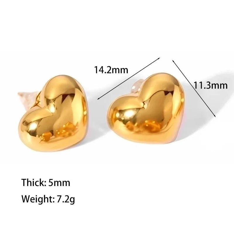 1 Pair Classic Style Heart Shape Polishing Plating 304 Stainless Steel Drop Earrings Ear Studs