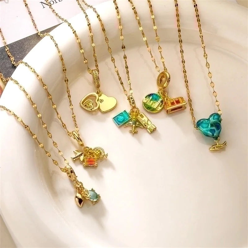 Ig Style Minimalist Animal Key Copper Plating Inlay Zircon Gold Plated Pendant Necklace