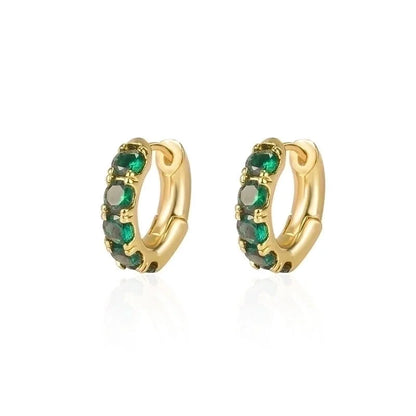 Fashion Diamond Emerald Geometric Copper 14k Gold Earrings Female
