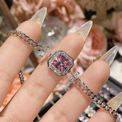 Copper Inlay Heart Shape Flower Bow Knot Zircon Bracelets