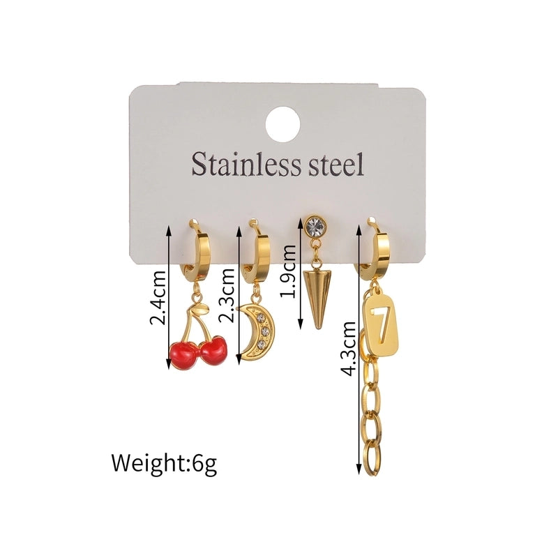 1 Set Minimalist Classic Style Heart Shape Inlay 304 Stainless Steel Rhinestones Drop Earrings