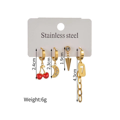 1 Set Minimalist Classic Style Heart Shape Inlay 304 Stainless Steel Rhinestones Drop Earrings