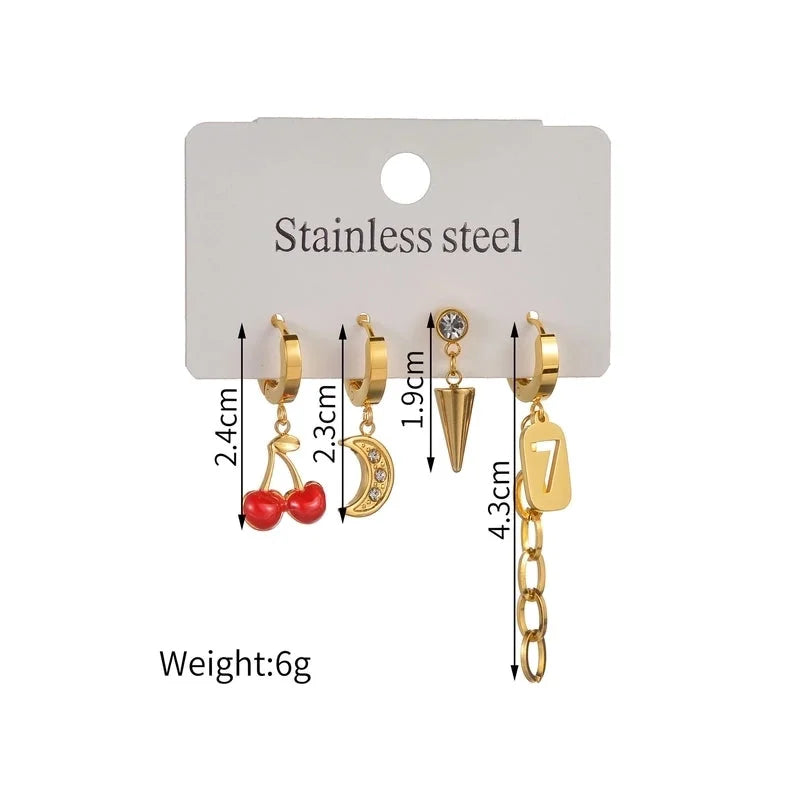 1 Set Minimalist Classic Style Heart Shape Inlay 304 Stainless Steel Rhinestones Drop Earrings