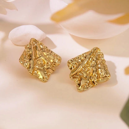 1 Pair Elegant French Style Sweet Geometric Flower 304 Stainless Steel Imitation Gold Ear Studs