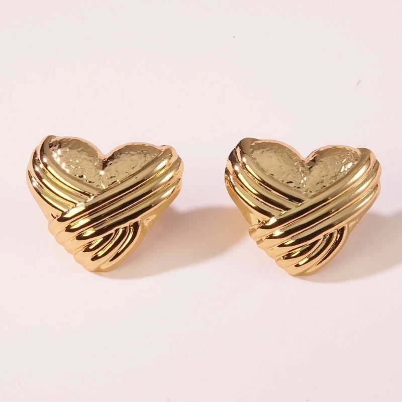 1 Pair Minimalist Water Droplets Heart Shape Butterfly 304 Stainless Steel Imitation Gold Ear Studs