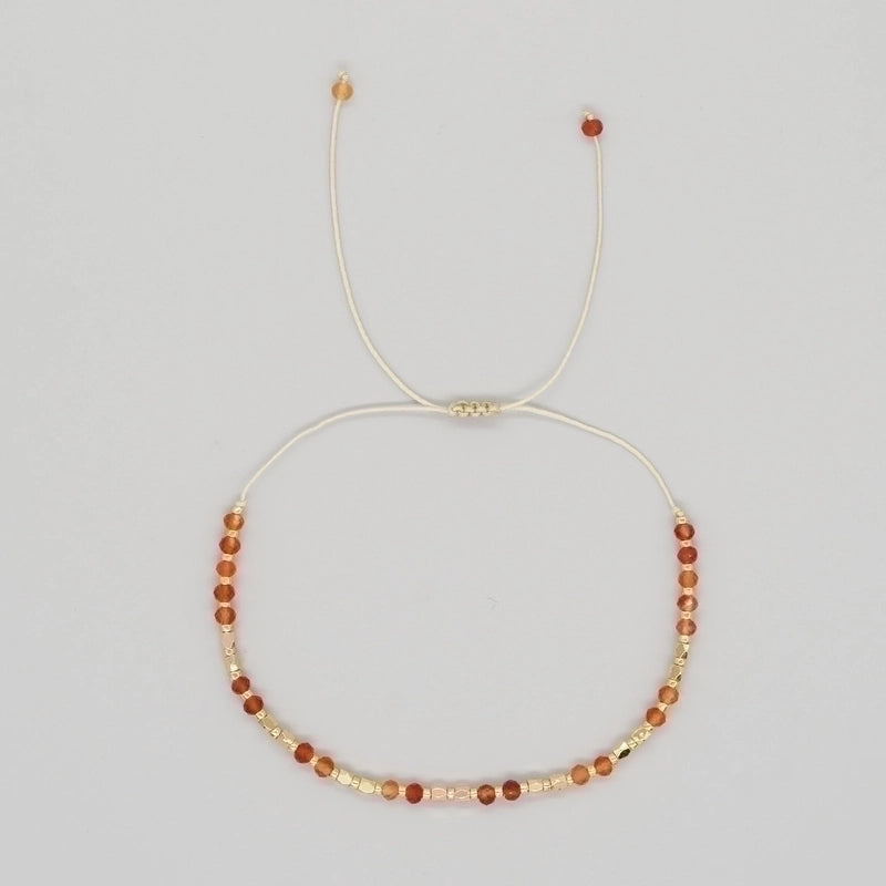 Casual Bohemian Round Natural Stone Rope Beaded Handmade Bracelets