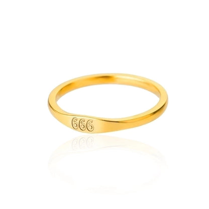 1 Piece Minimalist Number Stainless Steel Inlaid Gold Rings