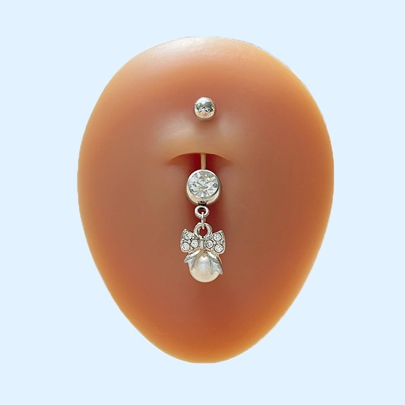 Cute Sweet Heart Shape Flower Butterfly Stainless Steel Copper White Gold Plated Gold Plated Rhinestones Zircon Belly Ring In Bulk