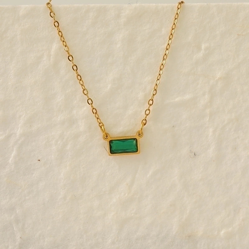 IG Style Modern Style Classic Style Rectangle 304 Stainless Steel Zircon 18K Gold Plated Inlay Pendant Necklace