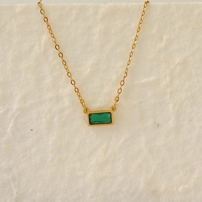 IG Style Modern Style Classic Style Rectangle 304 Stainless Steel Zircon 18K Gold Plated Inlay Pendant Necklace