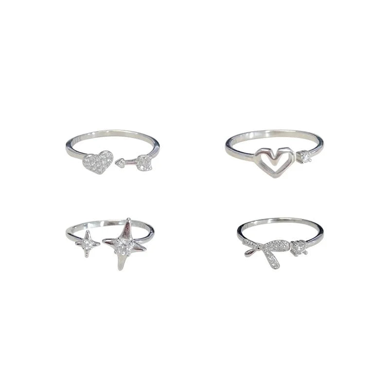 Minimalist Bow Knot Copper Inlay Zircon Rings