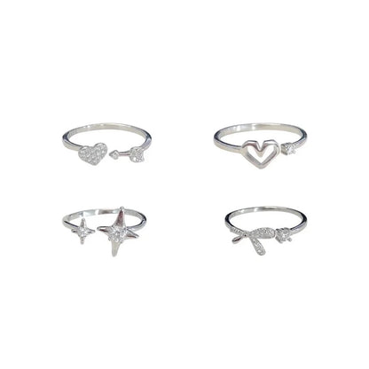 Minimalist Bow Knot Copper Inlay Zircon Rings
