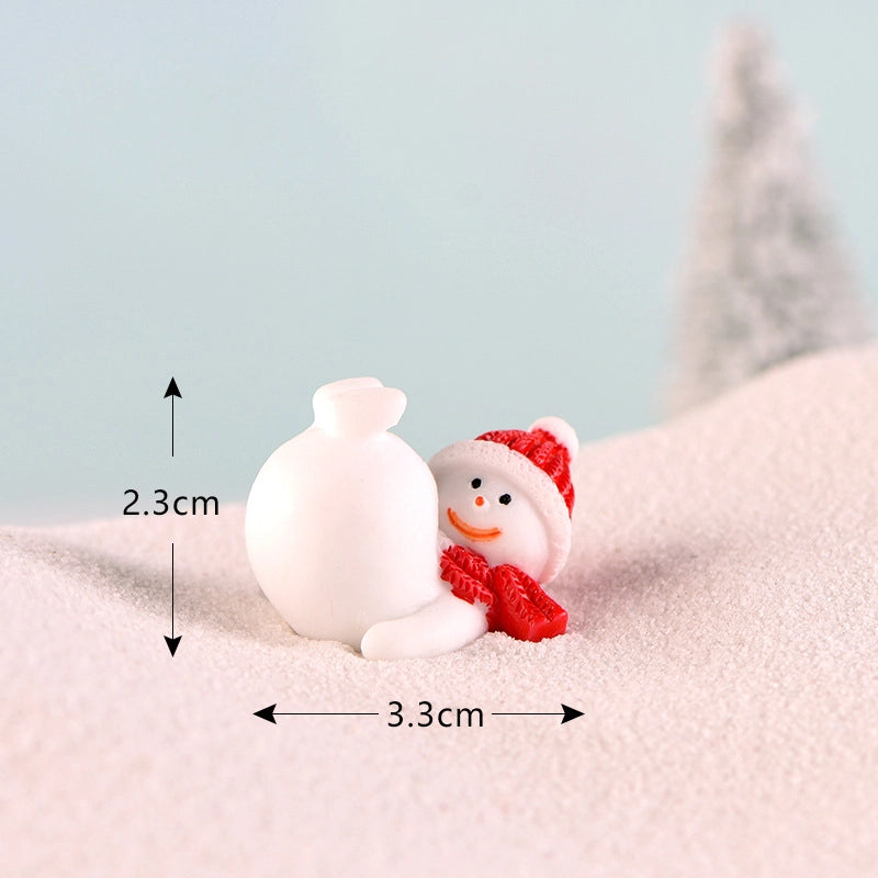 Christmas Snowman Micro Landscape Snow Basin Landscaping Small Ornaments Santa Claus Keychain Pendant Resin Gift