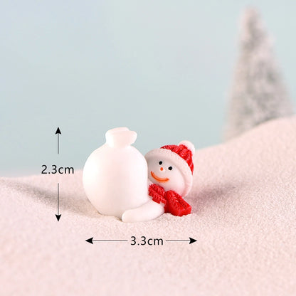 Christmas Snowman Micro Landscape Snow Basin Landscaping Small Ornaments Santa Claus Keychain Pendant Resin Gift