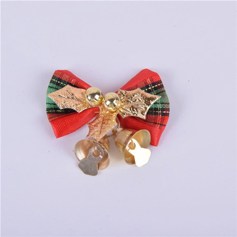 Factory Direct Christmas Bow With Iron Bell Decoration Christmas Wreath Mini Bow With Bell