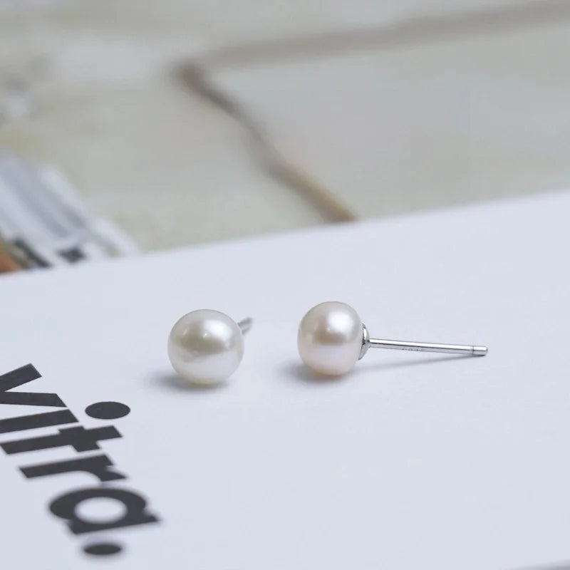Pearl Copper Earrings Ear Studs