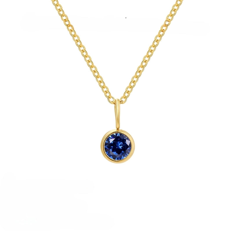 Minimalist Geometric Round 201 Stainless Steel Birthstone Gold Plated Plating Inlay Pendant Necklace