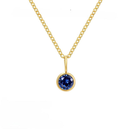 Minimalist Geometric Round 201 Stainless Steel Birthstone Gold Plated Plating Inlay Pendant Necklace