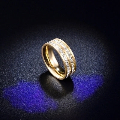 Minimalist Geometric Titanium Steel Inlay Rhinestones Rings 1 Piece