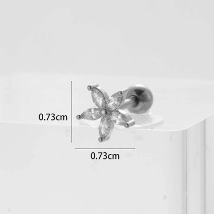 Ear Cartilage Rings & Studs Flower 316L Stainless Steel Copper Inlaid Zircon