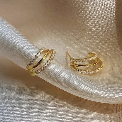 2 Pieces Retro Flower Copper Inlay Zircon Drop Earrings Ear Studs 1 Pair