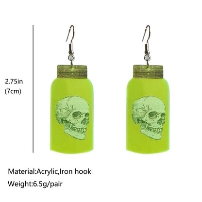 2 Pieces Funny Spider Skull Arylic Women's Earrings 1 Pair