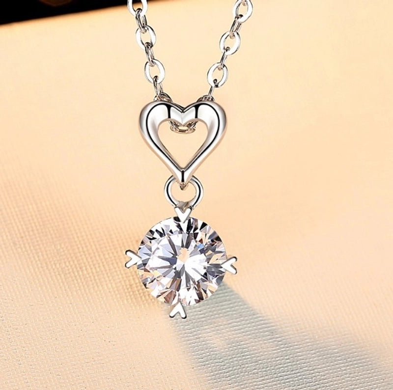 Shiny Geometric White Copper Inlay Rhinestones Pendant Necklace