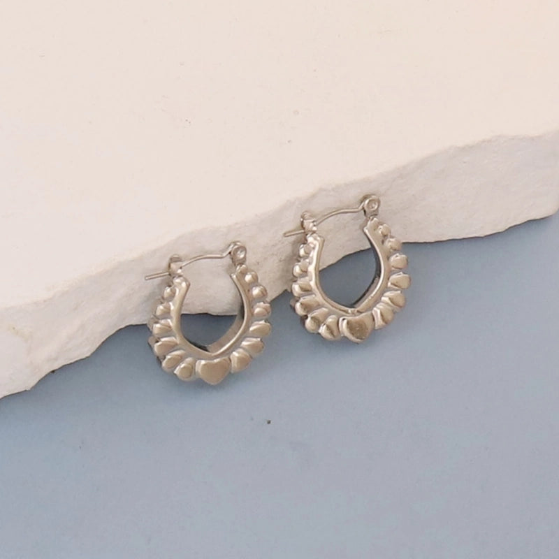 1 Pair Minimalist Round Square Heart Shape 304 Stainless Steel Earrings