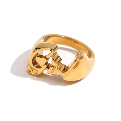 Fashion Niche Circle Geometric Stainless Steel 18K Gold Plated Rings