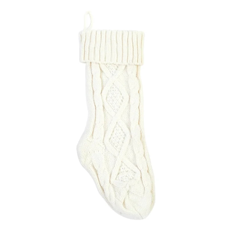 Large Christmas Socks Candy Bag Scene Layout Decoration Ornaments Knitted Gift Bag Rhombus Wool Gift