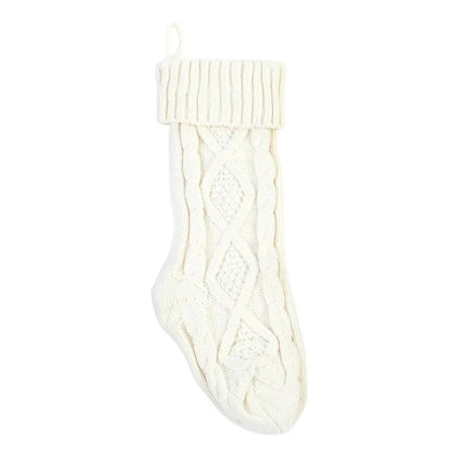 Large Christmas Socks Candy Bag Scene Layout Decoration Ornaments Knitted Gift Bag Rhombus Wool Gift