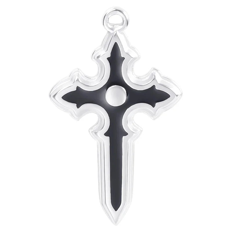 304 Stainless Steel 18K Gold Plated Basic Modern Style Classic Style Enamel Plating Cross Pendant Necklace