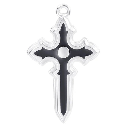 304 Stainless Steel 18K Gold Plated Basic Modern Style Classic Style Enamel Plating Cross Pendant Necklace