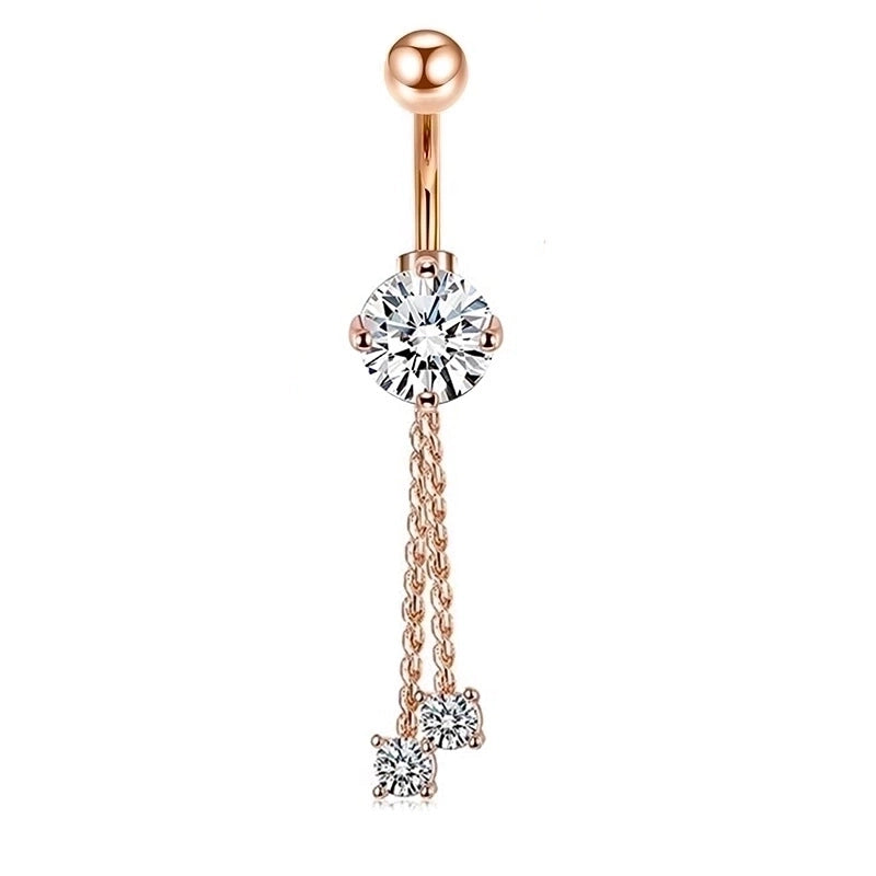 Minimalist Heart Shape Bow Knot Stainless Steel Plating Zircon Belly Ring 1 Piece