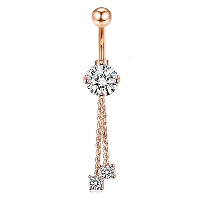 Minimalist Heart Shape Bow Knot Stainless Steel Plating Zircon Belly Ring 1 Piece