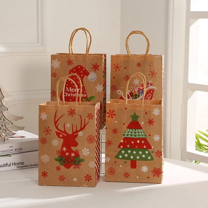 Christmas Cute Christmas Hat Christmas Tree Elk Kraft Paper Daily Gift Bags