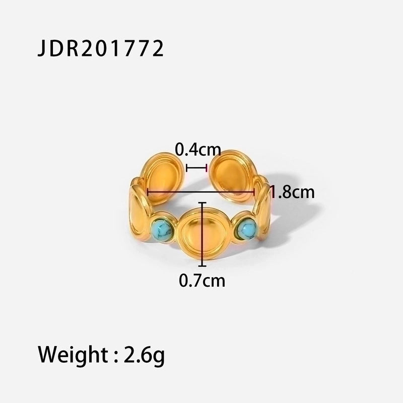 Fashion Geometric 304 Stainless Steel Artificial Gemstones Irregular Rings