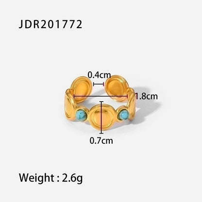 Fashion Geometric 304 Stainless Steel Artificial Gemstones Irregular Rings