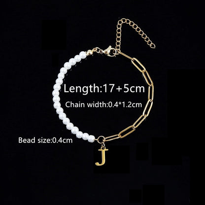 Elegant Minimalist Classic Style Letter 201 Stainless Steel 304 Stainless Steel Imitation Pearl Bracelets In Bulk