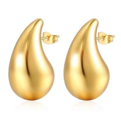 1 Pair Fashion Solid Color Plating 304 Stainless Steel 18K Gold Plated Earrings