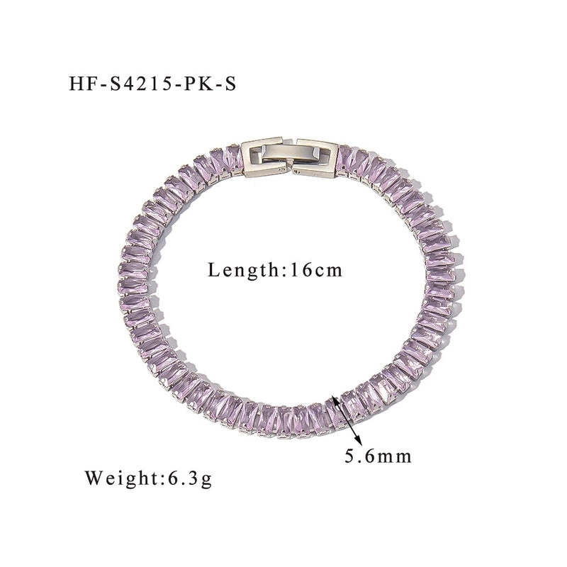 Retro Solid Color 304 Stainless Steel Zircon Bracelets In Bulk